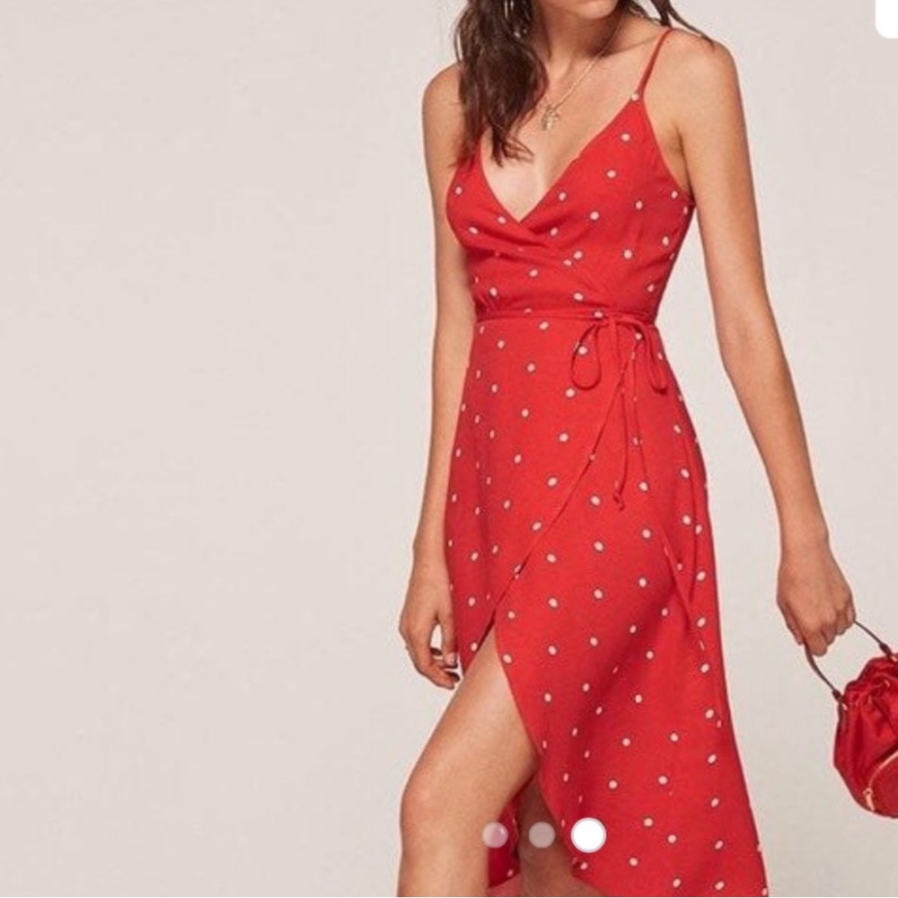 Reformation - Red Wrap Dress - Small